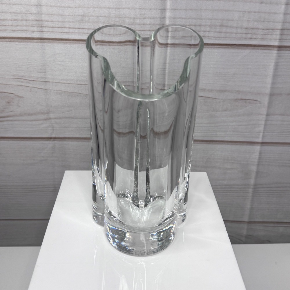 Disney Mickey-Shaped Crystal Vase Made in Turkey Slanted Rim Etched Logo Base
